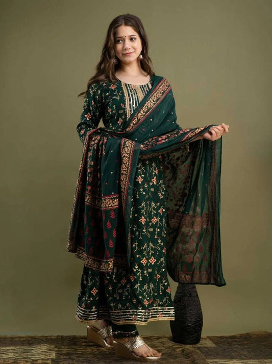 Printed Anarkali Kurta Set with Designer Dupatta – Elegant Ethnic Wear