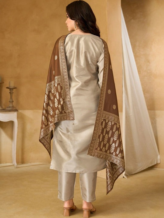 Women Ethnic Motifs Embroidered Regular Thread Work Kurta with Trousers & With Dupatta