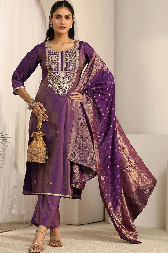 Women Ethnic Motifs Embroidered Regular Thread Work Kurta with Trousers & With Dupatta