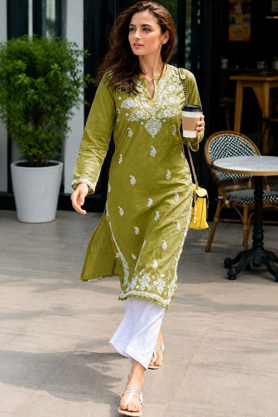 Ethnic Motifs Embroidered Chikankari Chikankari Kurti