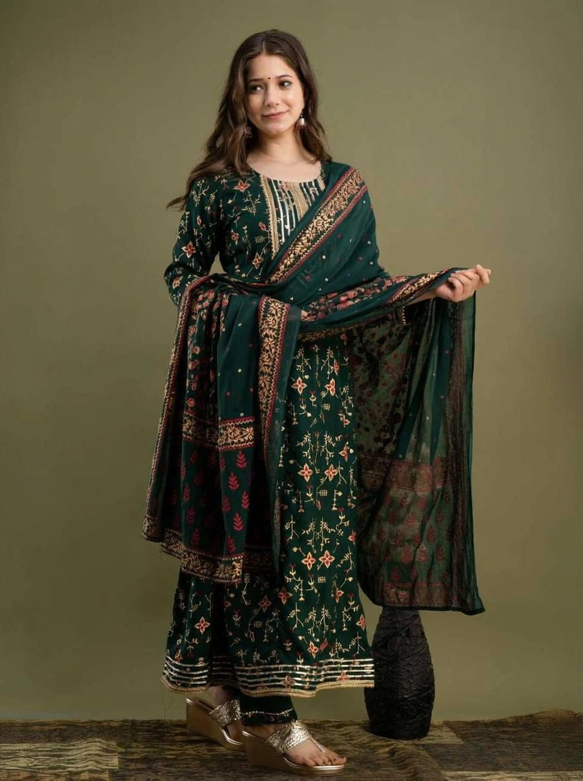 Printed Anarkali Kurta Set with Designer Dupatta – Elegant Ethnic Wear