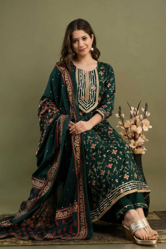 Printed Anarkali Kurta Set with Designer Dupatta – Elegant Ethnic Wear