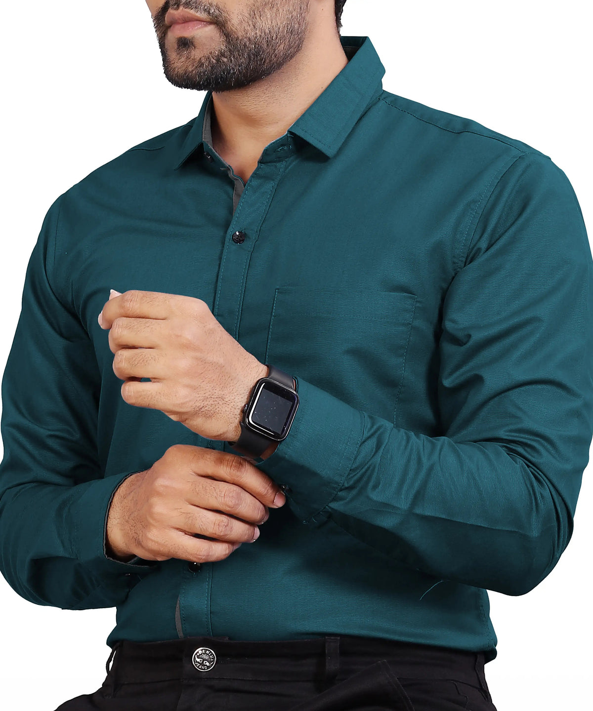 Men Regular Fit Solid Spread Collar Formal Shirt