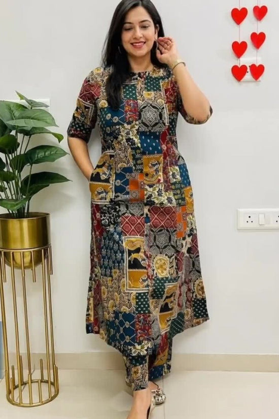 Women Ethnic Motifs Printed Regular Pure Cotton Kurta with Trousers