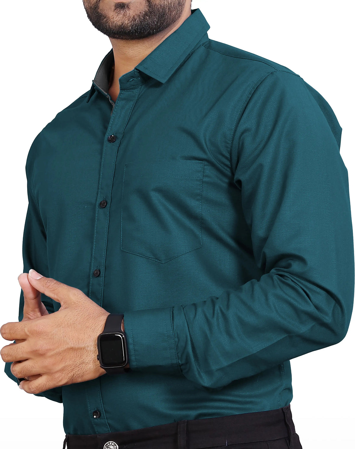 Men Regular Fit Solid Spread Collar Formal Shirt