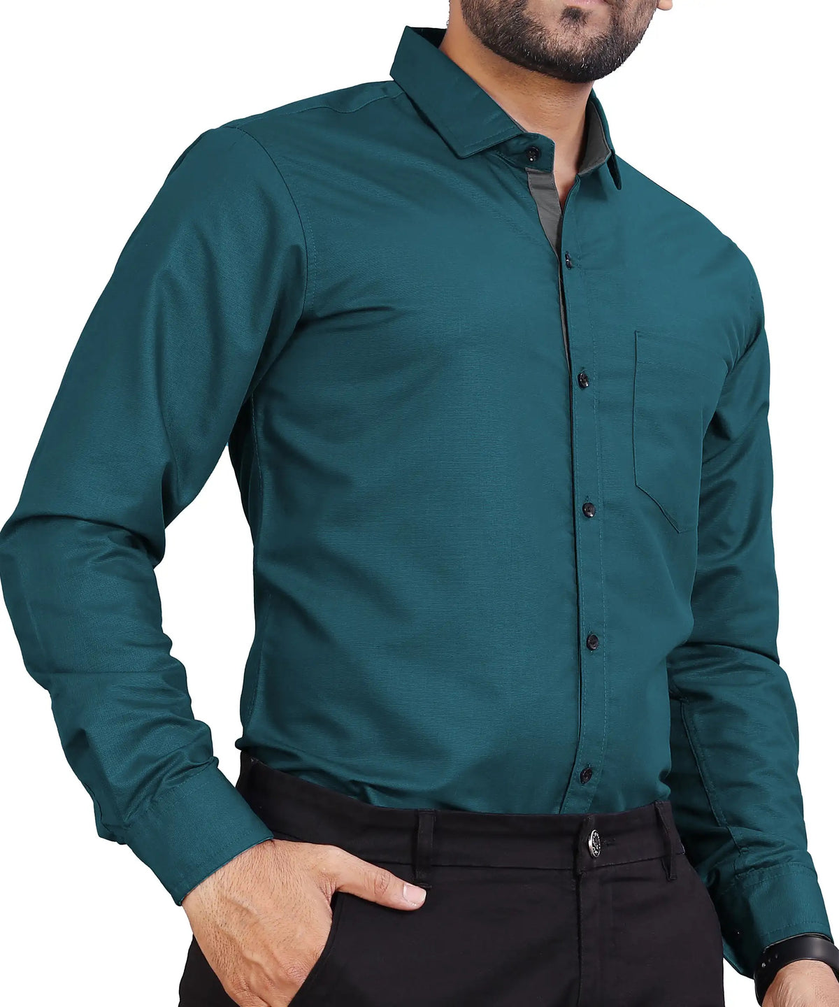 Men Regular Fit Solid Spread Collar Formal Shirt