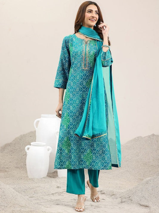 Women Printed Gotta Patti Kurta with Trousers & Dupatta