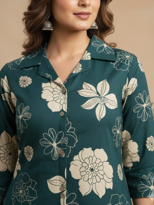 Women Floral Printed Regular Pure Cotton Kurta with Palazzos