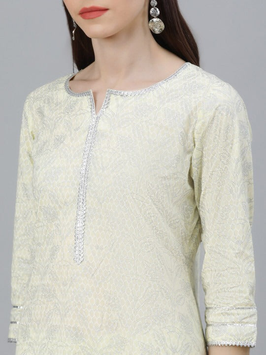 Women Printed Kurta with Palazzos & Dupatta