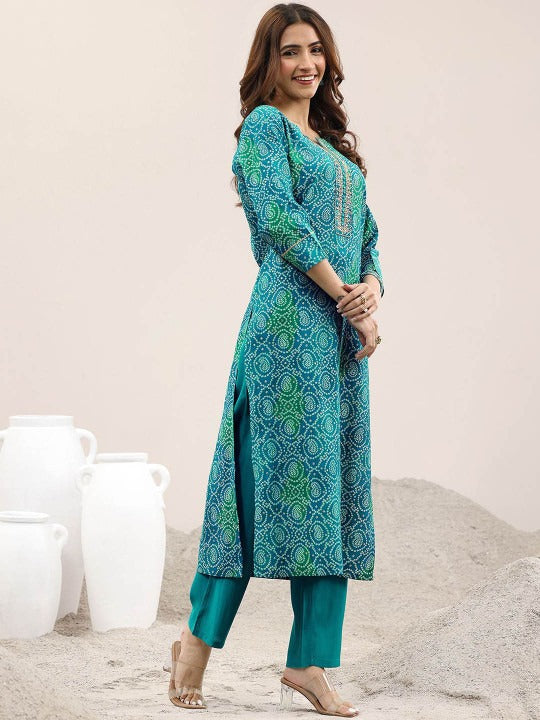 Women Printed Gotta Patti Kurta with Trousers & Dupatta