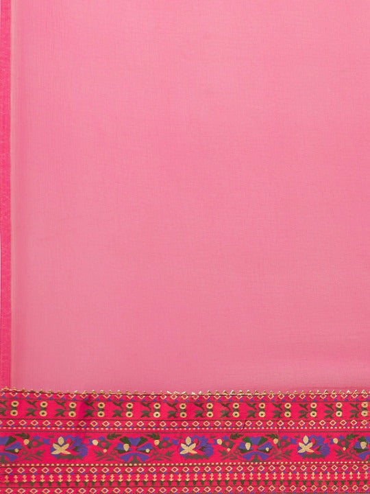 Ethnic Motifs Yoke Design Gotta Patti Kurta With Trousers & Dupatta
