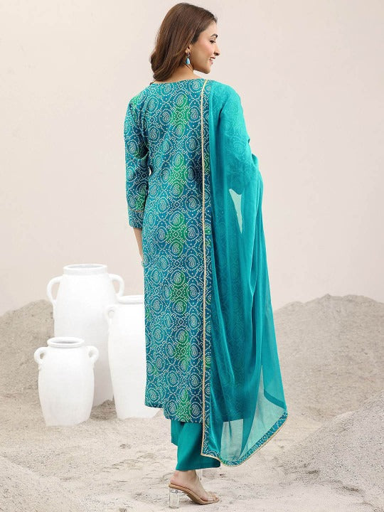 Women Printed Gotta Patti Kurta with Trousers & Dupatta