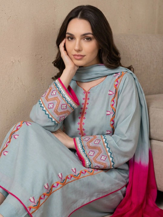 Women Floral Embroidered Regular Thread Work Kurta with Trousers & With Dupatta
