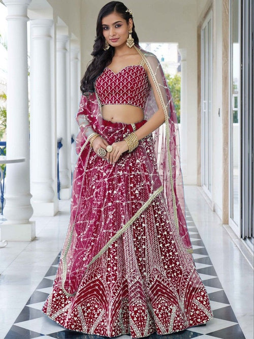 Embellished Sequinned Semi-Stitched Lehenga & Blouse With Dupatta