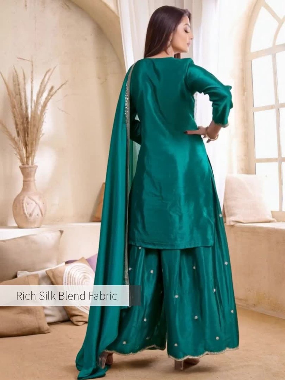 Women Ethnic Motifs Embroidered Regular Thread Work Kurta with Sharara & With Dupatta