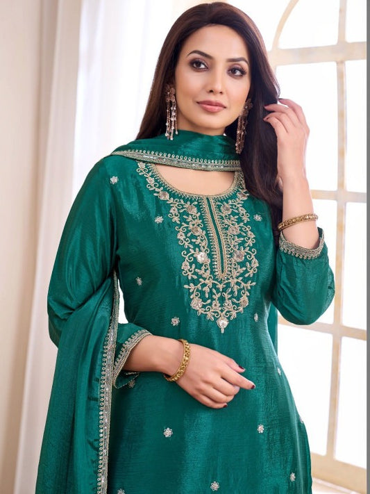 Women Ethnic Motifs Embroidered Regular Thread Work Kurta with Sharara & With Dupatta