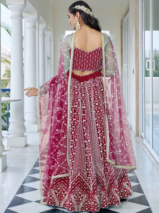 Embellished Sequinned Semi-Stitched Lehenga & Blouse With Dupatta