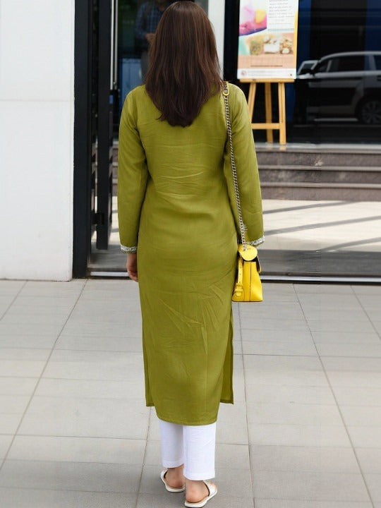 Ethnic Motifs Embroidered Chikankari Chikankari Kurti